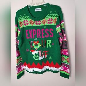 NO BOUNDRIES Christmas Express Your Elf  Christmas Crewneck Sweater Size XL